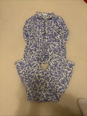 Gap Women’s cotton poplin Floral Pajama Set - Lavender & White